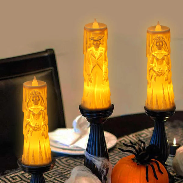 Skelett-Lampe HallowGlow | LED Horror-Kerze | Braut & Bräutigam Figur | Halloween Deko