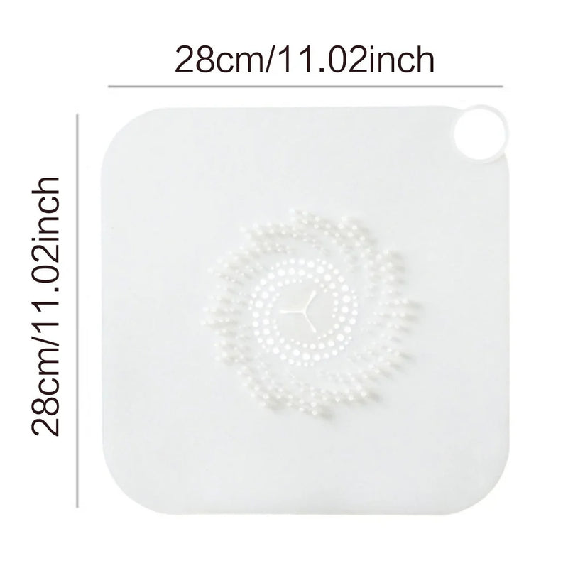 Flowiva Silikon-Abflusssieb gegen Haarverstopfung | Rutschfeste Haarfang-Matte für Dusche, Bad & Küche – 28×28 cm