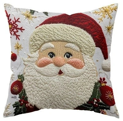 Weihnachtliche Kissenbezüge NordGlanz | Santa, Schneemann, Rentier & Tannenbaum | Hochwertiger Polyester | Waschmaschinenfest