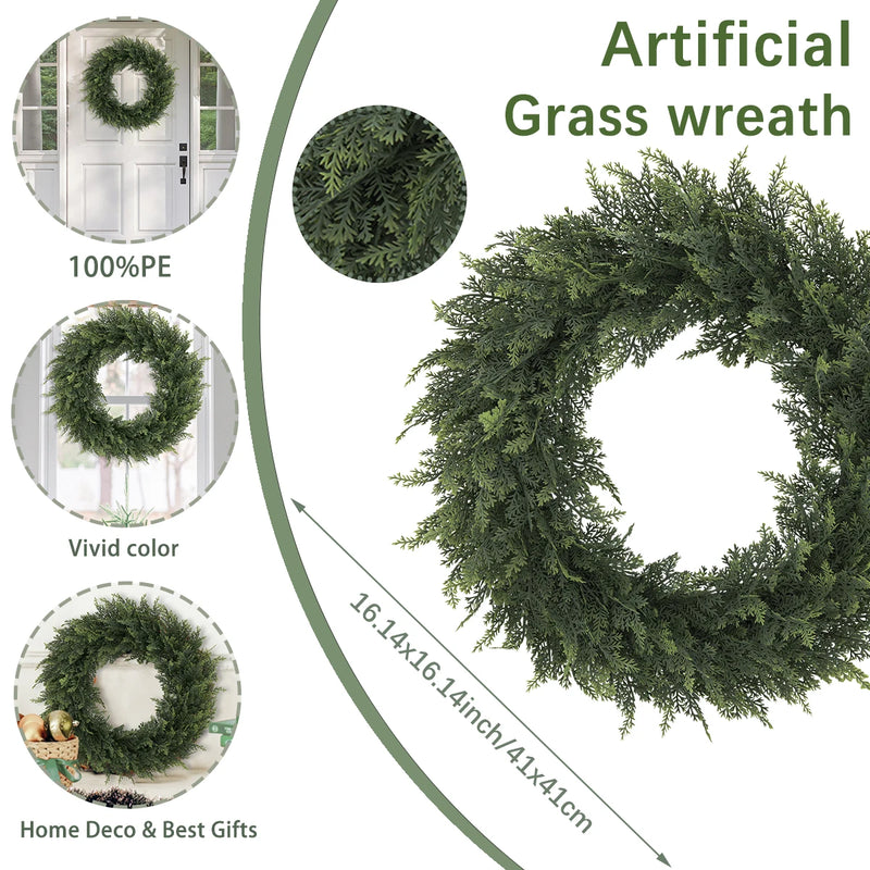 Verdania | Künstlicher Zedernkranz | Immergrün | 30 cm Ø | Pflegeleichte Deko für Haus & Garten