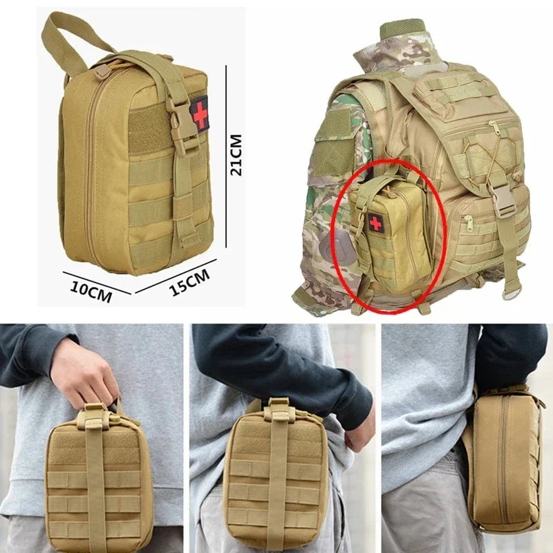 RescuePro Gear Taktische Erste-Hilfe-Tasche | Outdoor Survival & Notfall-Set | MOLLE-kompatibel | Größe L: 15 × 11 × 21 cm