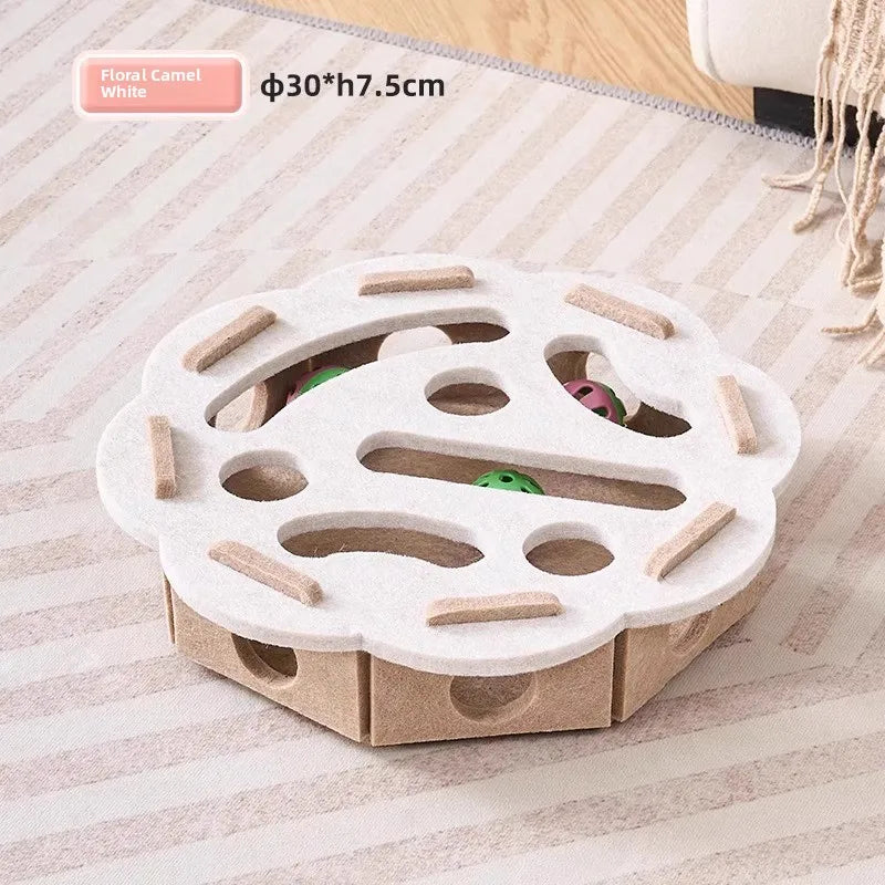 PAWFORT Katzen-Spielhaus 3-in-1 | Kratzbrett, Spielhöhle & Ballbahn | Einfach Aufbaubar