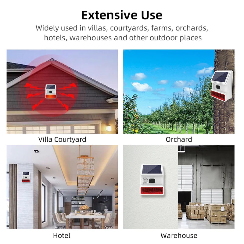 Solar-Außensirene Securon 433S | 433 MHz Funk-Alarmmodul mit Licht & Ton | Für GSM/WiFi Alarmsysteme | Solarbetrieben & wetterfest
