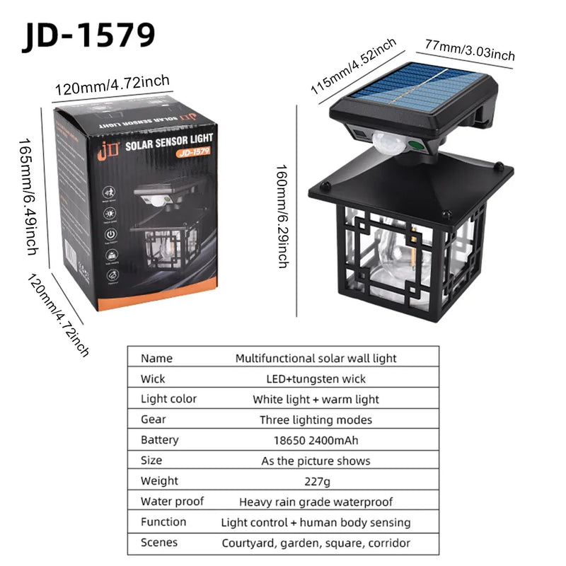 Solar Wandleuchte SafeLuma Sensor | IP65 Wasserdicht | Bewegungsmelder & Intelligente Lichtsteuerung | Für Garten, Hof & Terrasse