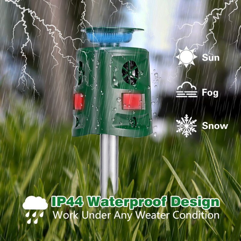 Terrapax Solar Tierabwehr Ultraschall | 360° Bewegungssensor | 5 Modi & Lichtsignale | Wetterfest & Umweltfreundlich