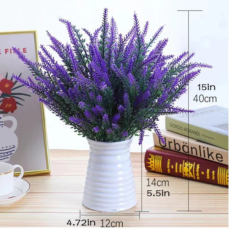 LAVÉON Künstlicher Lavendelstrauß | 5-zweigig | Realistische Blüten & Blätter | 38 cm Höhe | Für Wohnraum, Balkon & Garten