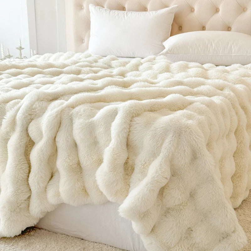 Flauschdecke CosyLuxe | Doppel-Lagig & Extra Dick | Weiches Kaninchenfell-Imitat | Vielseitig & Pflegeleicht