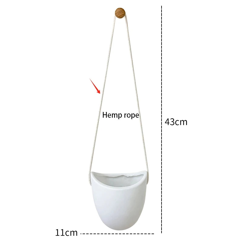 Wandblumentopf Hängevase | Weißer Keramik-Look | 11 cm | Moderne Wanddekoration für Pflanzen & Sukkulenten
