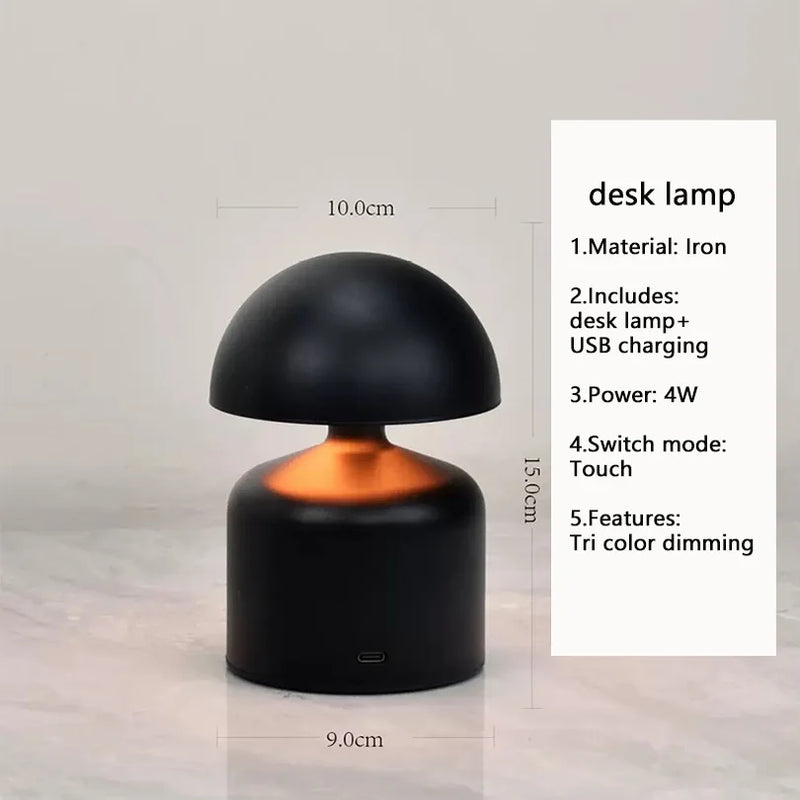 LUMORA LED Tischlampe | USB Wiederaufladbar | Touch-Dimmung | 3 Lichtfarben | Kabellose Nachttischlampe für Schlafzimmer & Deko