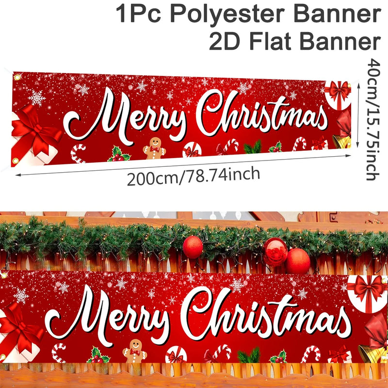 FestiJoy Weihnachts-Banner | Merry Christmas & Happy New Year 2025/2026 | Outdoor & Indoor Deko | Wetterfest & Wiederverwendbar