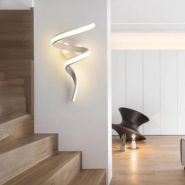 LED Wall Lamp NordLED Wandleuchte | Nordisches Spiral Design | Modern & Energiesparend | Für Schlafzimmer, Flur & Wohnzimmerc Spiral Sconce Light For Stairs Bedroom Bedside Study Hallway Background Indoor Decor Wall Lighting Fixtures