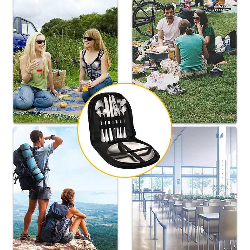 Camping Besteckset Silviora Gear | 10/20-teilig | Edelstahl | Für Outdoor, Picknick & Reisen