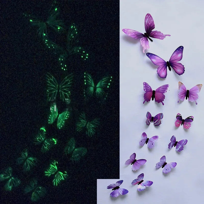 Luminexa Schmetterlinge | 3D Schmetterling Wandsticker | 12-teilig | Leuchtend & DIY Dekoration | Für Wände, Partys & Geschenke