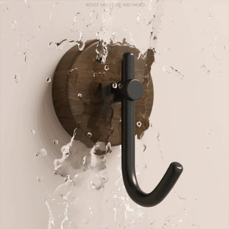 Selbstklebender Holzhaken Woodiva WallHook | Massivholz Walnuss | Schlüssel-, Handtuch- & Mantelhaken | Für Küche, Bad & Flur