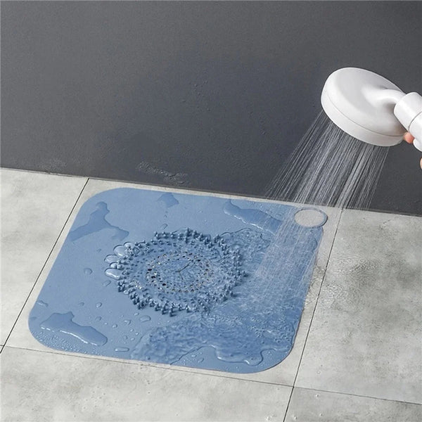 Flowiva Silikon-Abflusssieb gegen Haarverstopfung | Rutschfeste Haarfang-Matte für Dusche, Bad & Küche – 28×28 cm