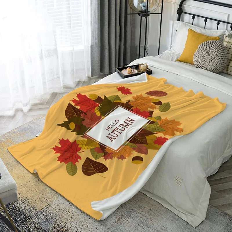 HerbstDecke LeafDream | Flanell Kuscheldecke | Weich & Wärmend | Sofa, Bett & Deko