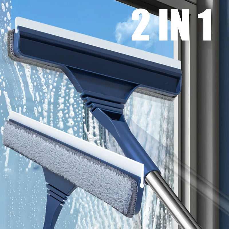 FensterFlex 2-in-1 Fensterreiniger | Verstellbarer Teleskopstiel | Wischer & Mikrofaser-Mopp | Für Fenster, Glas & Rahmen