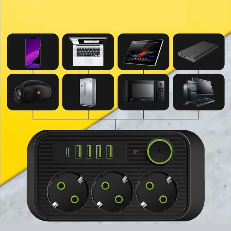 Voltairo | Smart Steckdosenleiste | Mehrfachsteckdose mit USB & Typ-C | Überspannungsschutz | EU-Stecker