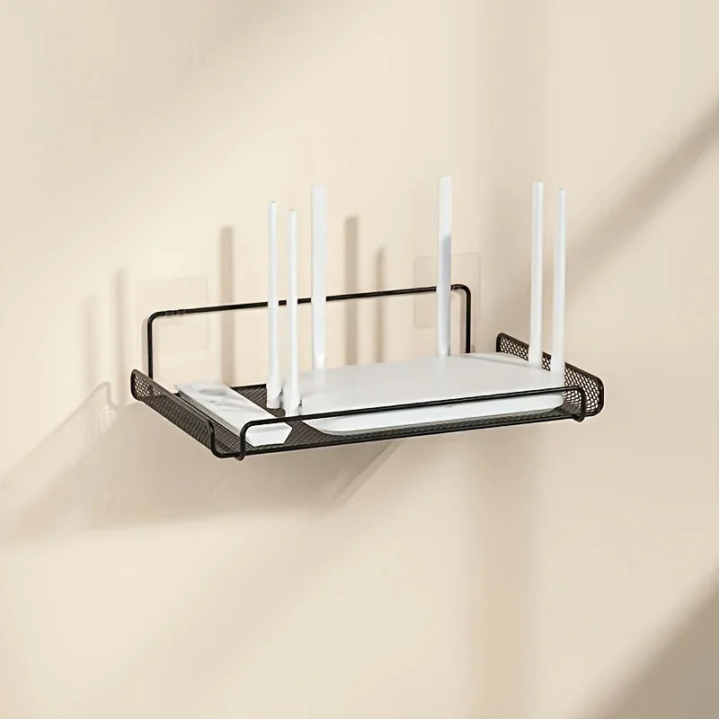Wandregal Gridovox | Router- & TV-Box Halterung | Belüftet & Platzsparend | Aus Carbonstahl