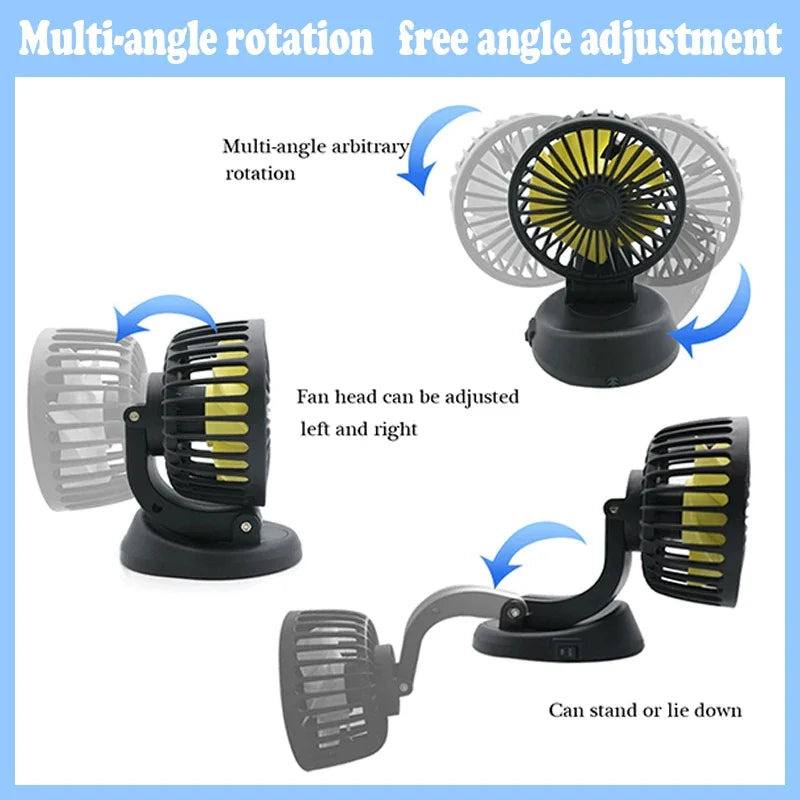 Ventoro Auto-Ventilator 12V/24V/5V | USB oder Zigarettenanzünder | Drehbar & Kompakt | Für PKW, LKW, SUV, Wohnmobil & Büro
