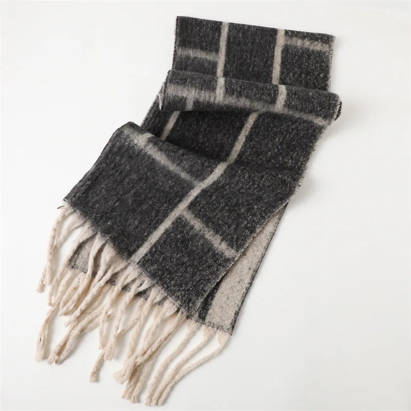 CashmiraLux | Damen Winter-Schal & Stola | Kaschmir-Pashmina-Mix | 220×42 cm | Mit Fransen