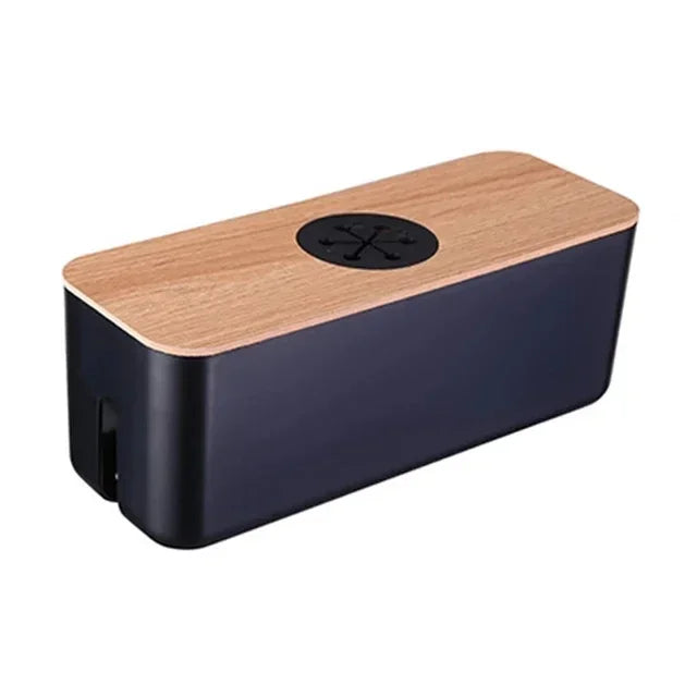Kabelbox OrgaWood | Schreibtisch Organizer aus Holz & Kunststoff | Für Ladegeräte, Kabel & Zubehör | 29,5×11,4×11 cm