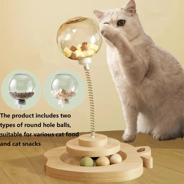 MiauMotion Katzenspielzeug mit Futterball & Feder | Interaktives Trainingsspiel | Intelligente Futterausgabe | Ein- oder Zweilagig