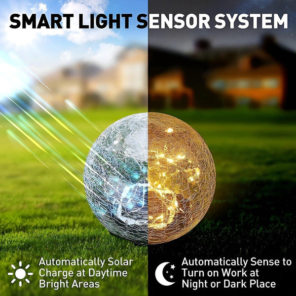 Lumora Solar Gartenleuchte | Warmweißes LED-Licht | Automatik & IP65 Wasserdicht | Bruchglas-Design