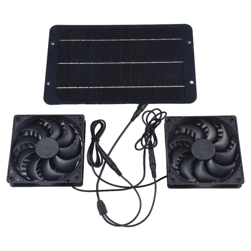 AirSol Duo Lüftungssystem | Solarbetriebene Doppel-Abluftventilatoren | 10W | Für Gewächshaus, Tierstall & Outdoor-Anwendungen