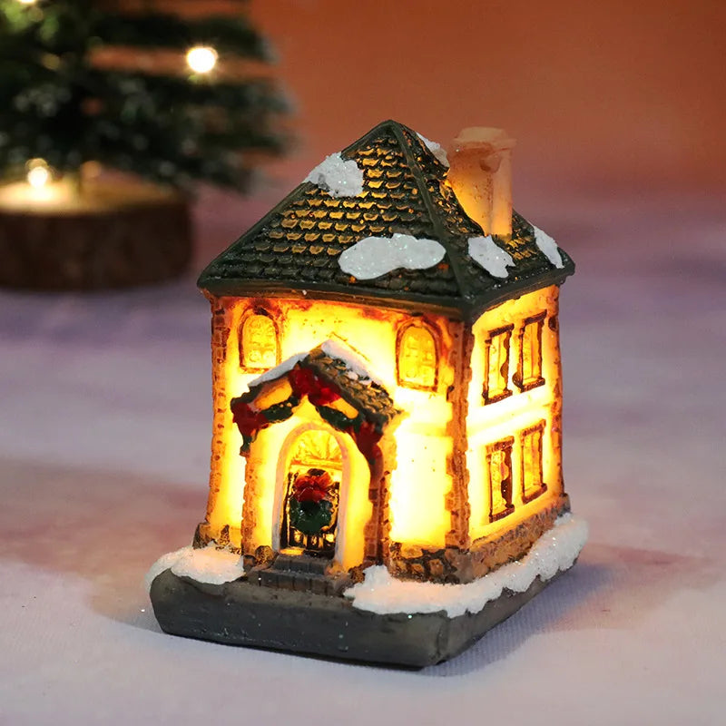 Weihnachts-Hauslicht | LED Nachtlicht | Harzfigur mit Batterie | Deko & Geschenk für Kinder