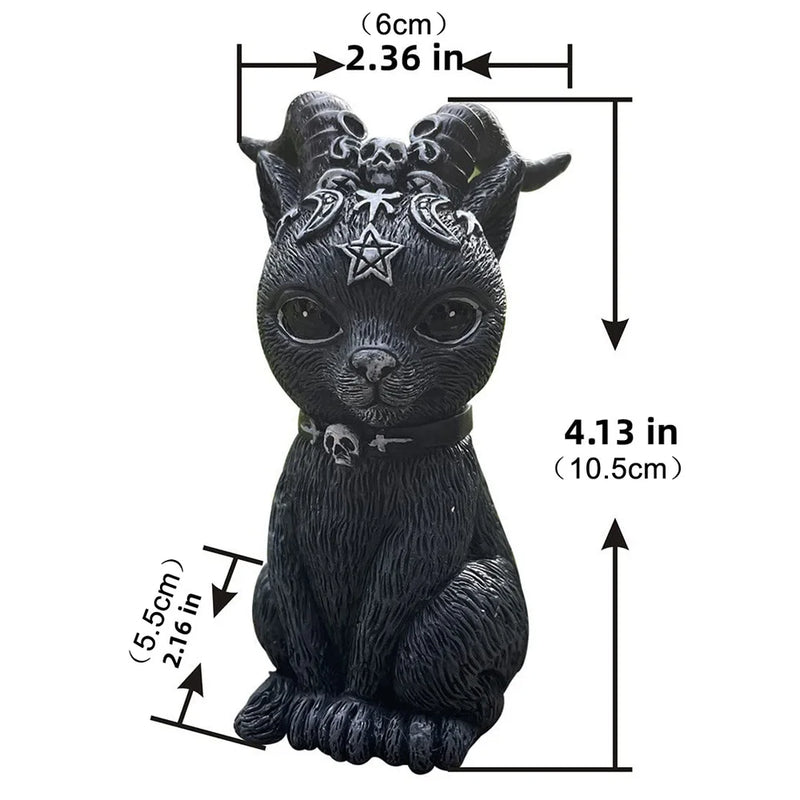 Schwarze Katzenfigur MystiCat | Handbemalte Hexenkatze | Resin-Skulptur 10 cm | Halloween & Deko