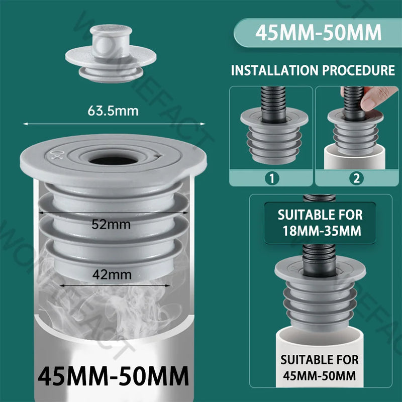 Silikon Abflussdichtung DRAINLOK | Geruchsstopp & Insektenschutz | Für 3,5–7,5 cm Rohre | 2er-Set