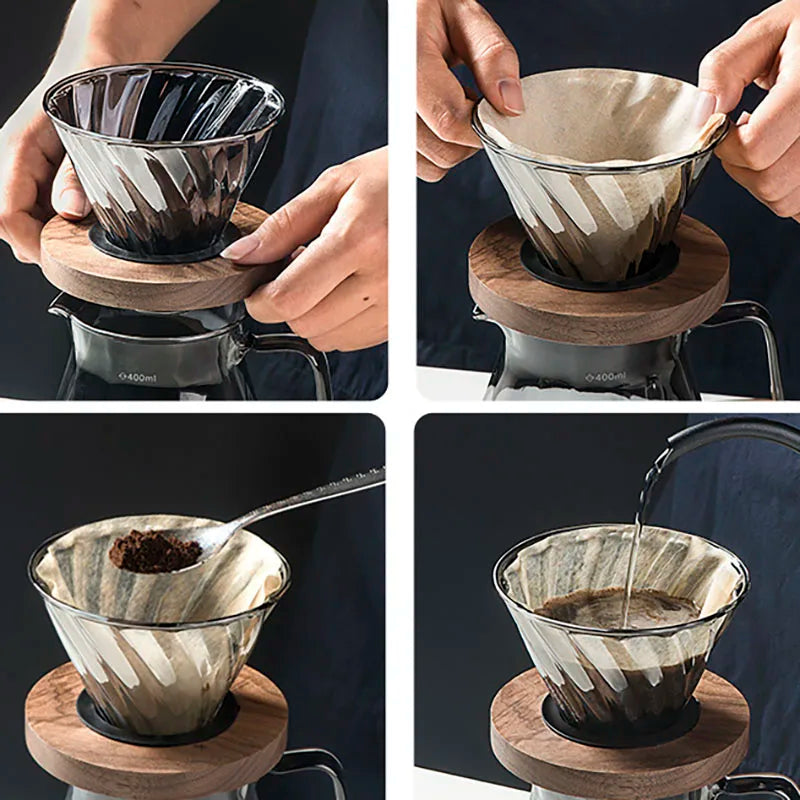 AromaCloud Kaffeekanne | Pour Over Set | Borosilikatglas | 400 ml & 600 ml