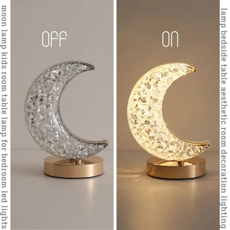 LunivaGlow Kristall Nachtlicht Touch | Dimmbare 3D Mondlampe | USB Tischlampe | Für Schlafzimmer & Dekoration