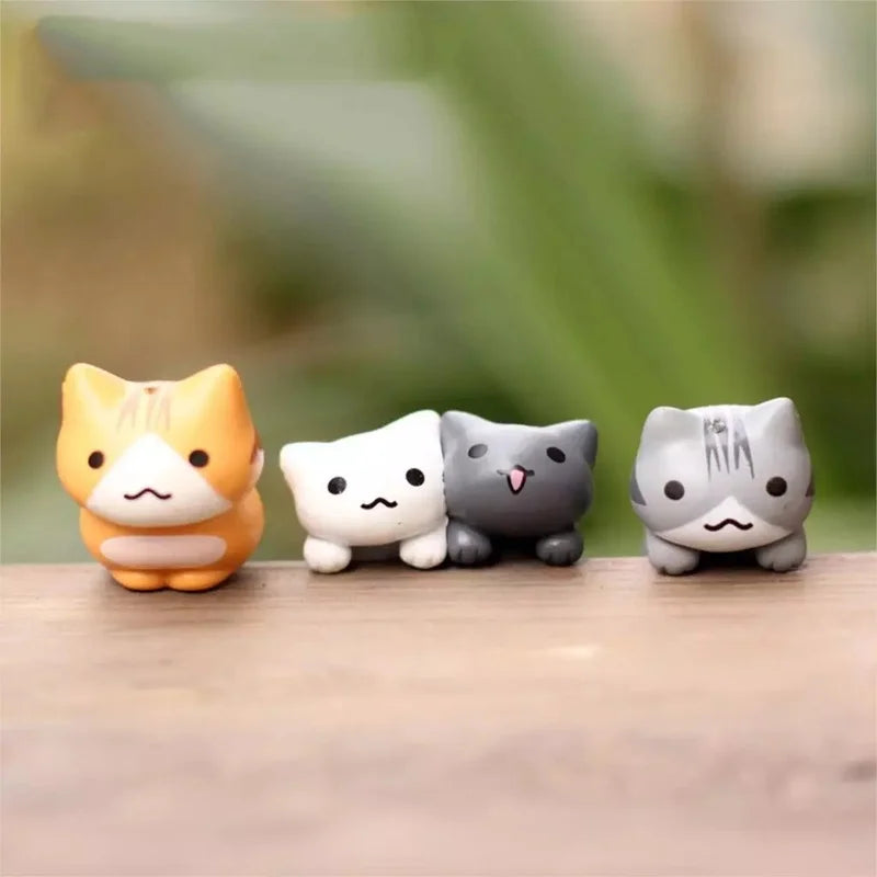 Manekami DekoSet Miniatur Glückskatze Deko-Set | 6-teilig | Resin-Figuren 3–5 cm | Für Bonsai, Feengarten & DIY-Deko
