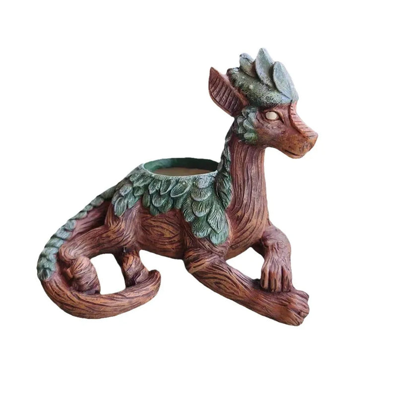 DragonLeaf Deko | Kreativer Drachenbaum-Pflanztopf | Sukkulenten- & Bonsai-Blumentopf | Resin Dekofigur für Garten & Wohnzimmer
