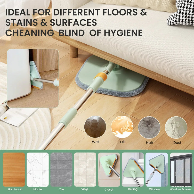 Rotationswischer CLEANDRA | 360° Mop-System mit Schmutzwassertrennung | Mikrofasermopp | Für alle Böden & Fenster