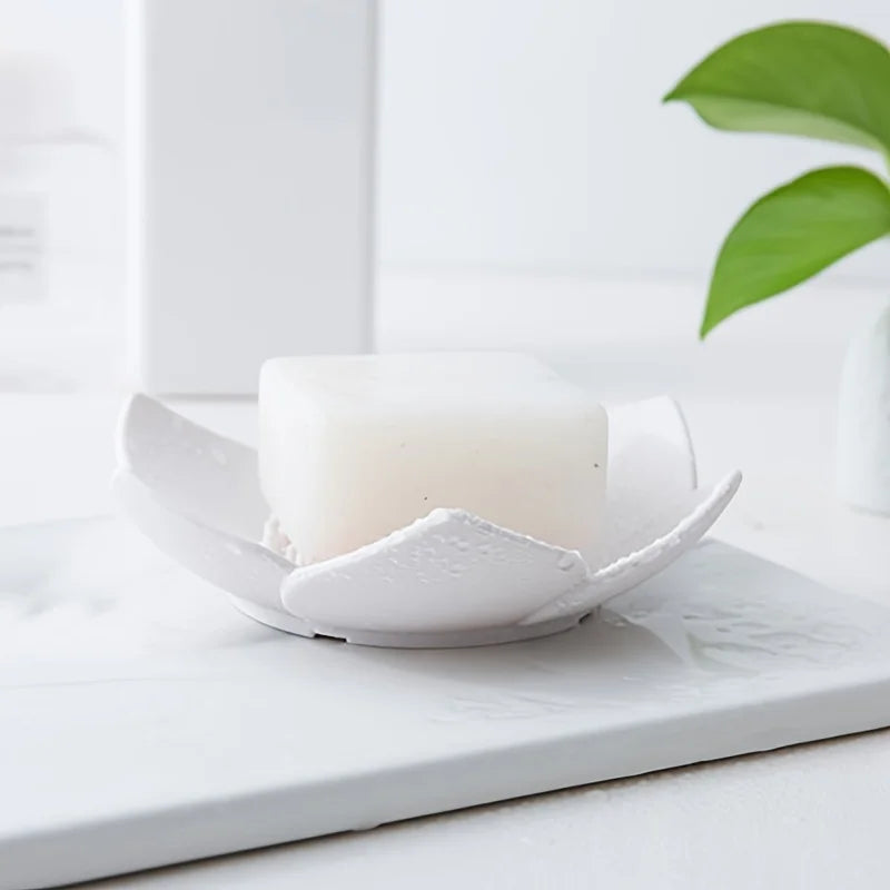 Seifenablage LotusBloom | Rutschfest & Selbstentwässernd | Silikon Seifenhalter im Lotus-Design