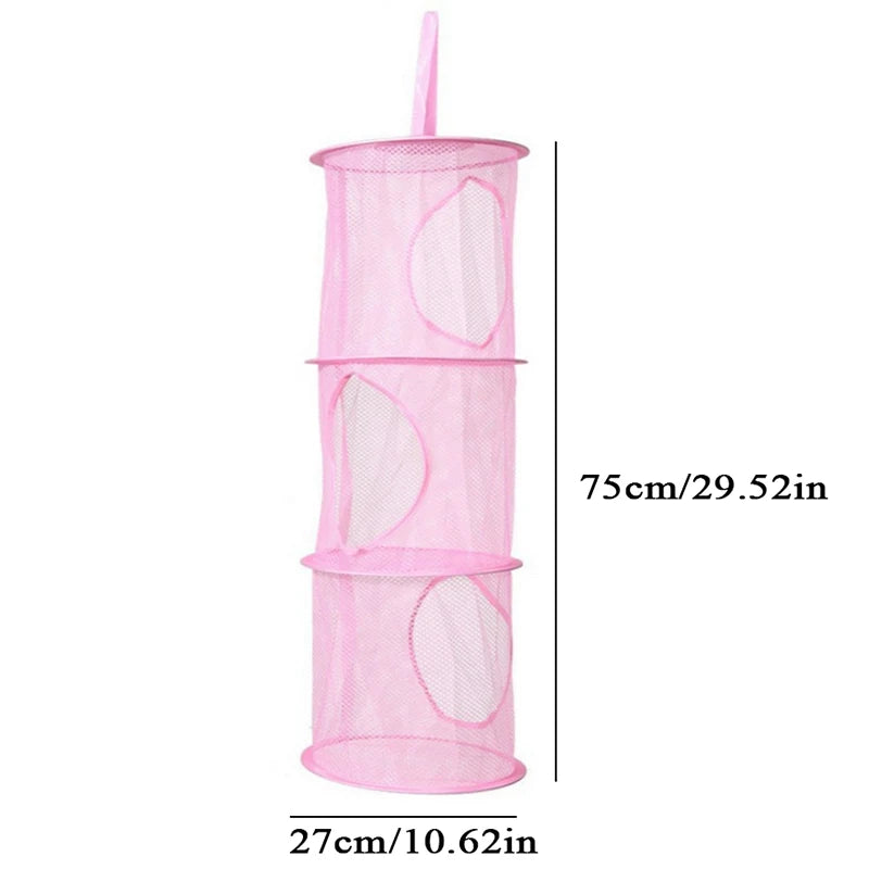 OrdiNest Kids Hängender Aufbewahrungskorb aus Netzstoff | 3-stöckiger Organizer für Spielzeug, Wäsche & Accessoires – 75×27 cm