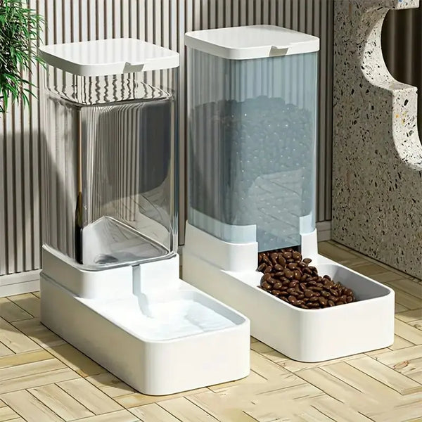 PetFlow Duo | 2-in-1 Futter- & Wasserspender für Haustiere | Automatischer Schwerkraftspender | 3,8 L Kapazität | Für Katzen & kleine Hunde
