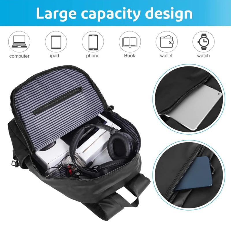 Laptop-Rucksack Menqor UrbanShield 14" | Wasserfester PU-Rucksack für Herren | 28,5 × 43 × 13 cm | Leicht, robust & mit Laptopfach