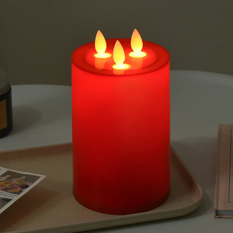 Luminara Trio LED-Stumpenkerze mit 3 Dochten | Flackerndes Kerzenlicht | Rauchfrei & Batteriebetrieben