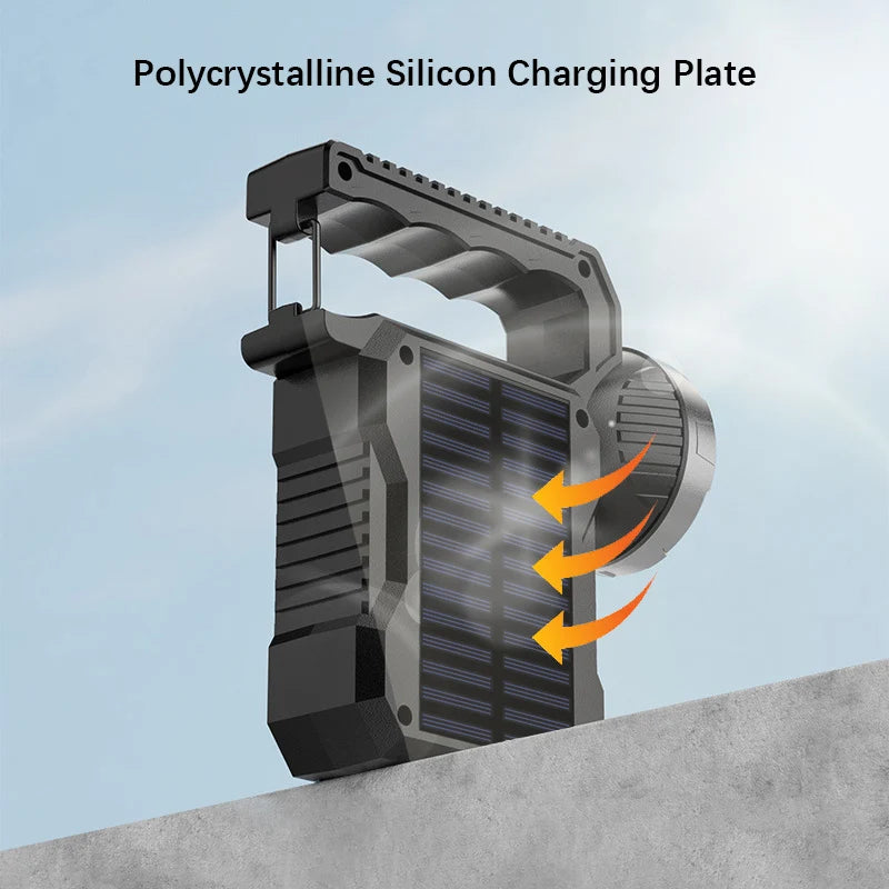 LumoVita Solar Taschenlampe | 4 Leuchtmodi | Wiederaufladbar mit Solar & USB-C | Outdoor & Notfall