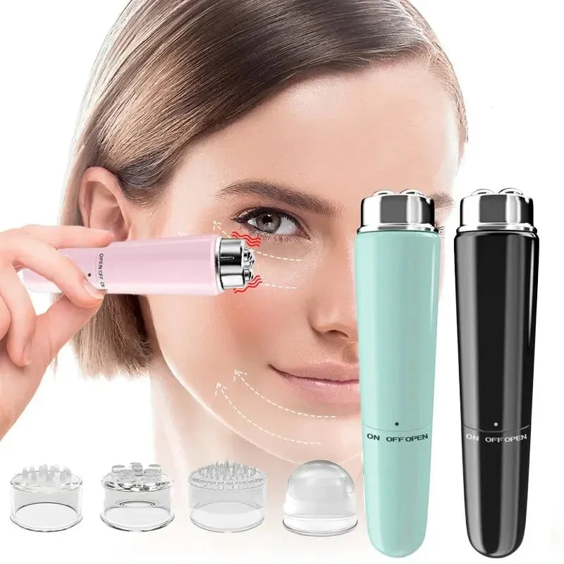 Elektrischer 4-in-1 Augen- und Gesichtsmassager VibraGlow Eyes | Mikro-Vibration gegen Augenringe & Schwellungen | Tragbar & Hautfreundlich