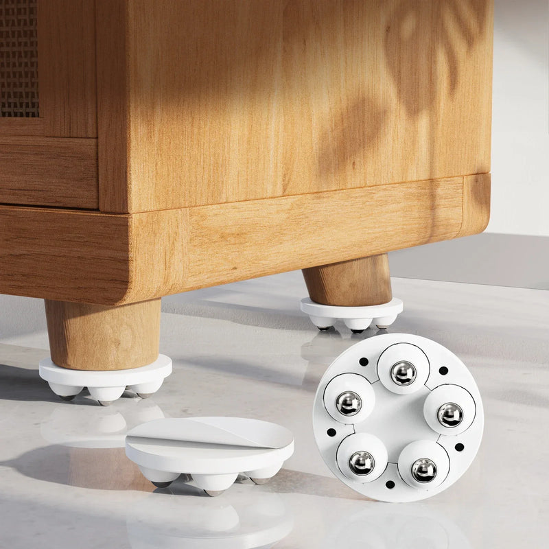 4er-Set Möbelrollen MobiloFix RollPad | Selbstklebende 360°-Rollen für Möbel | Höhenverstellbar | Für Waschmaschine, Bett & Sofa | 6,2 × 6,2 cm
