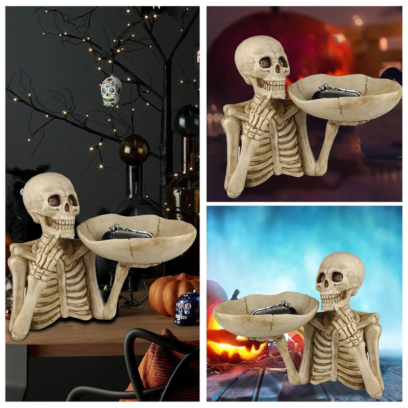 SkullServe | Schädel Deko-Tablett aus Harz | Gothic & Halloween Akzent | Vielseitig nutzbar