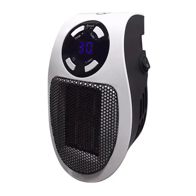 ThermoEase 350W Kompakt-Heizgerät | Wandsteckdosen-Heizung mit Fernbedienung | LED-Display & Timer | 180° Drehstecker