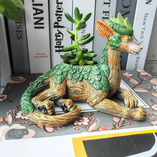 DragonLeaf Deko | Kreativer Drachenbaum-Pflanztopf | Sukkulenten- & Bonsai-Blumentopf | Resin Dekofigur für Garten & Wohnzimmer