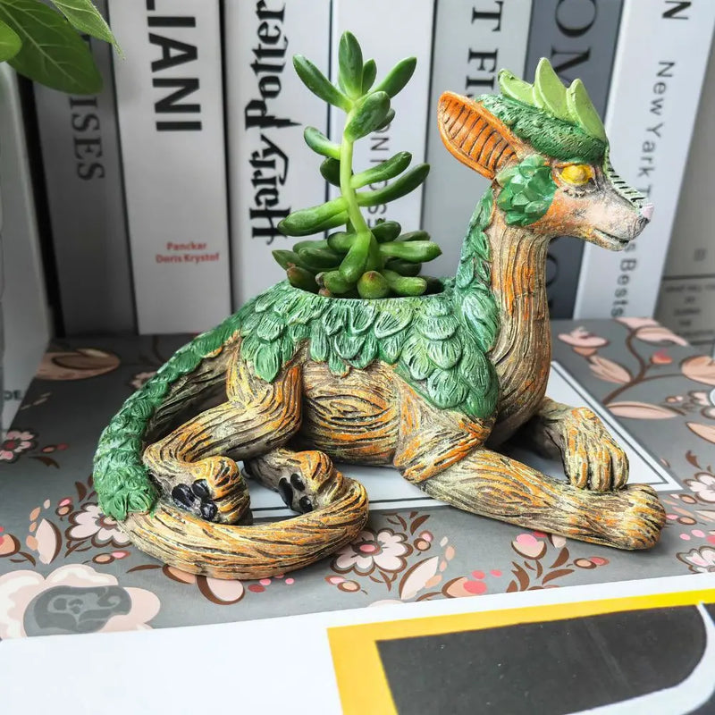 DragonLeaf Deko | Kreativer Drachenbaum-Pflanztopf | Sukkulenten- & Bonsai-Blumentopf | Resin Dekofigur für Garten & Wohnzimmer