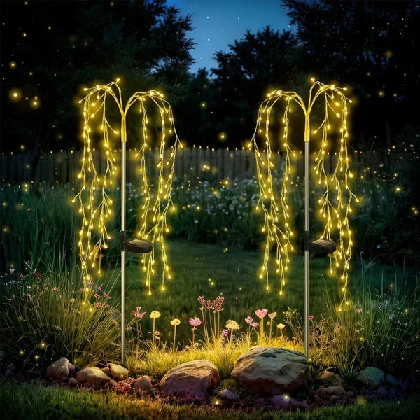 Solarique Solar Lichterkette Außen | 100 LEDs Kupferdraht | 3 Leuchtmodi | IP65 Wasserdicht | Warmweiß & Bunt | Garten & Terrasse